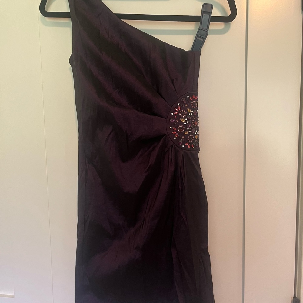 Betsy & Adam One-Shoulder Dress in Deep Purple - Picture 1 of 4